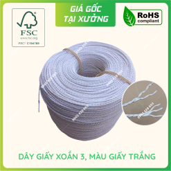 Dây giấy se 3 sợi màu trắng phi 4mm