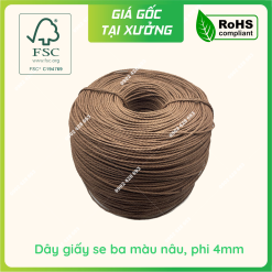 Dây giấy se ba màu nâu, phi 4mm