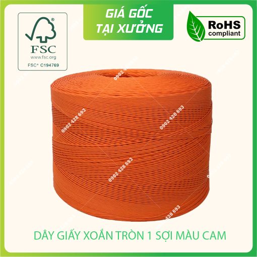 Dây giấy xoắn tròn 1 sợi màu cam